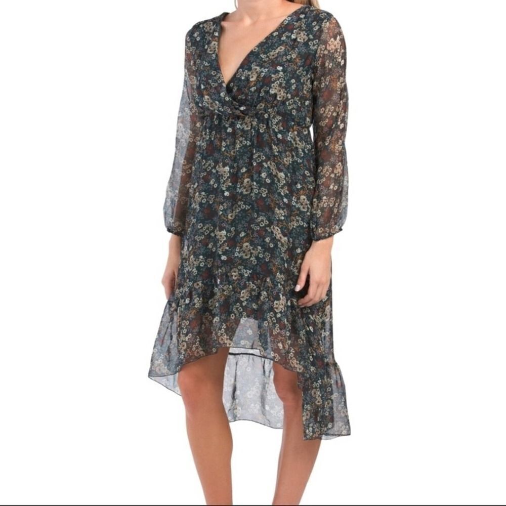 Elena Baldi Silk Floral Hi-Lo Dress Size Small